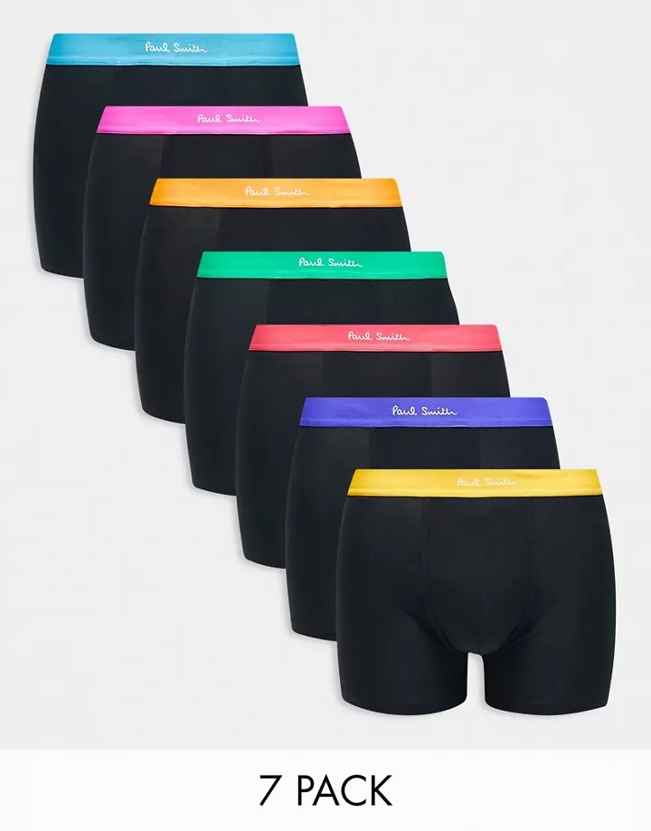 Pack de 7 calzoncillos negros con cinturillas de colores de Paul Smith Negro 549SQe2A