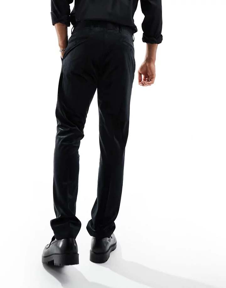 Pantalones de traje negros de corte pitillo de terciopelo de Devils Advocate Negro 5Acv3lsm