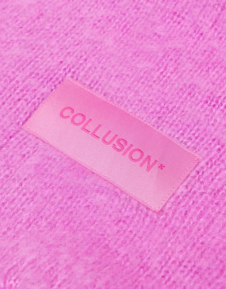 Bufanda rosa con logo de punto mullido de COLLUSION Unisex Rosa 5AttYWIw