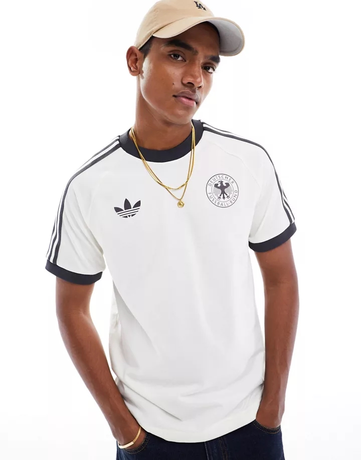 Camiseta blanca con 3 rayas y detalle de la Federación Alemana de Fútbol adicolor de adidas Originals Blanco 5DPrJiV2