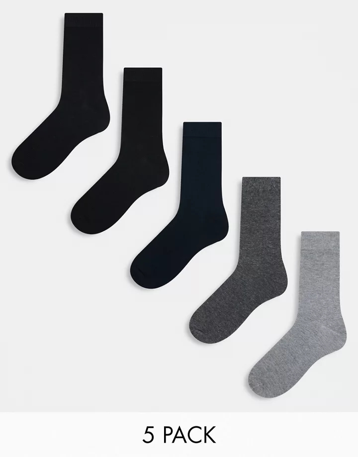 Pack de 5 pares de calcetines de varios colores de Jack & Jones Gris oscuro melange 5haXoO0I