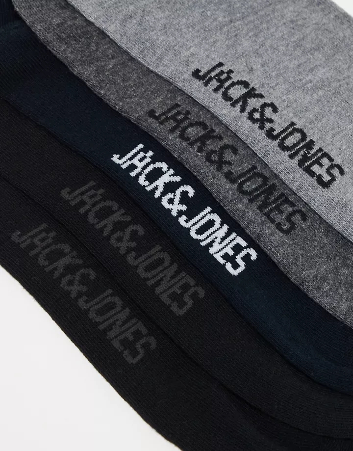 Pack de 5 pares de calcetines de varios colores de Jack & Jones Gris oscuro melange 5haXoO0I