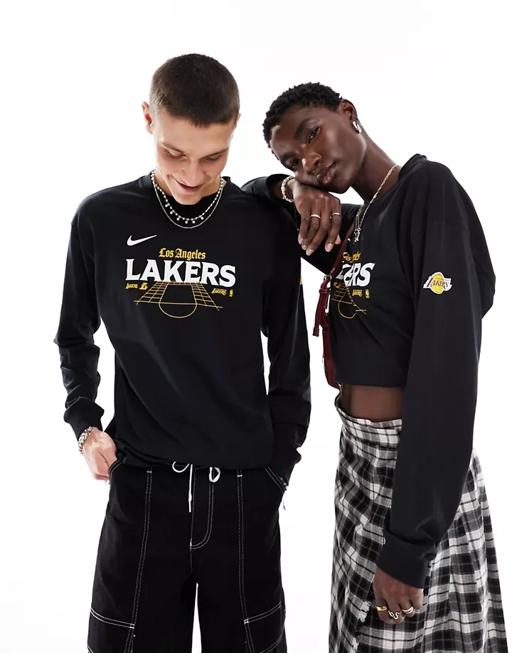 Camiseta negra unisex de manga larga con estampado gráfico de los LA Lakers de la NBA de Nike Basketball Negro 69nUavpj