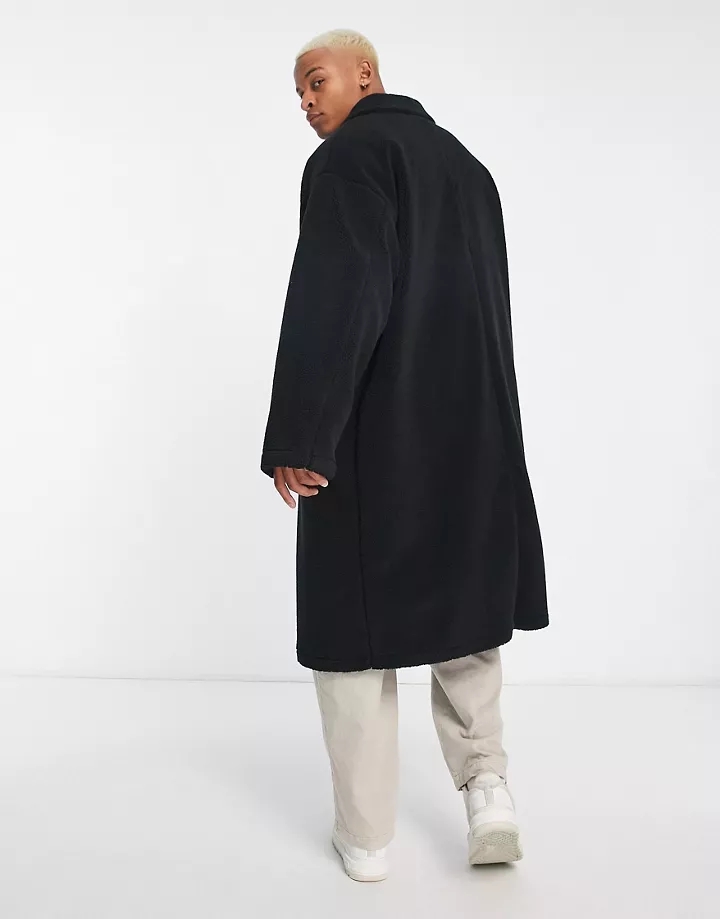 Abrigo negro ultragrande de borreguito de DESIGN Negro 6HlP5ZXw
