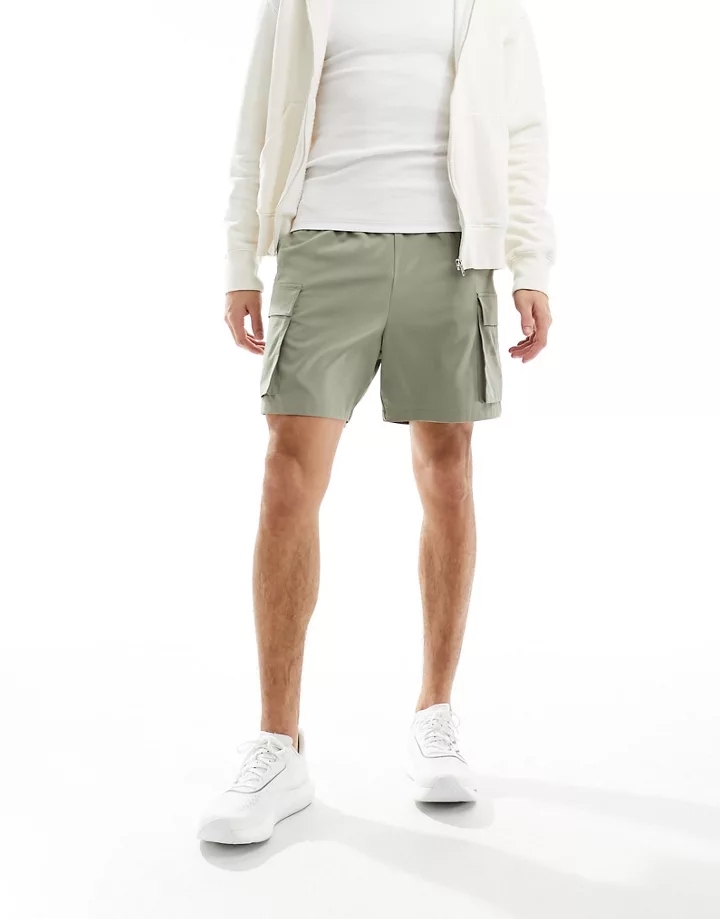 Pantalones cortos caquis deportivos con bolsillos cargo de tejido de secado rápido Icon de 4505 Caqui 6blRjsDG