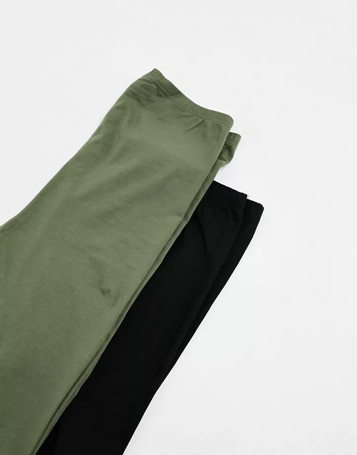 Pack de 2 leggings de color negro y caqui de algodón de Mamalicious Maternity Negro y verde 6wpZhb4x