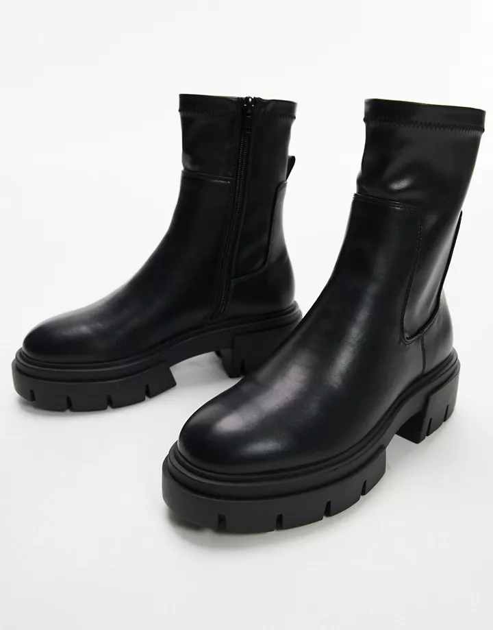 Botines negros estilo calcetín con suela gruesa Louise de Topshop Negro 6y7VXWrW
