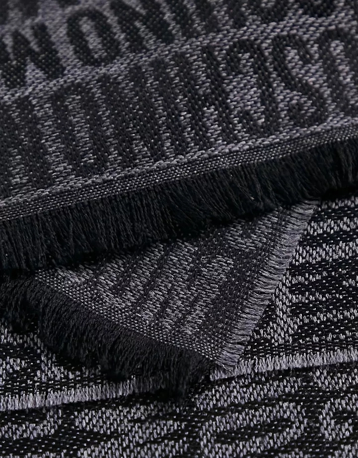 Bufanda negra con estampado integral del logo de lana de Moschino Negro 6yE3NpRm
