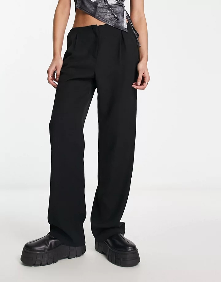 Pantalones negros de corte recto y talle bajo estilo años 90 de Reclaimed Vintage Negro 72aNspuX