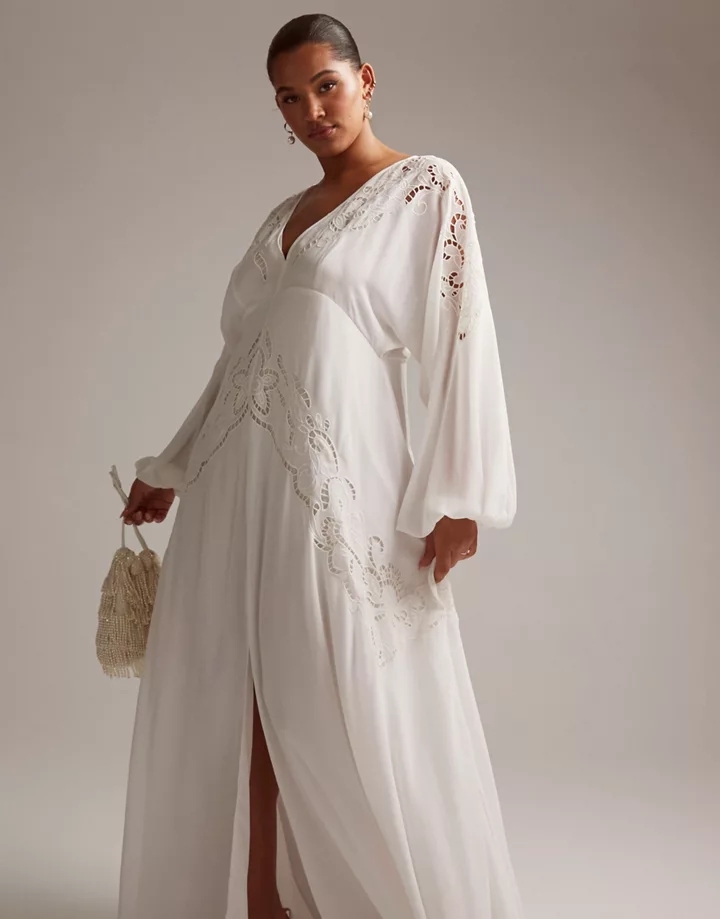 Vestido de novia escotado de manga larga Florence de DESIGN Curve Marfil 7LZSrfvM