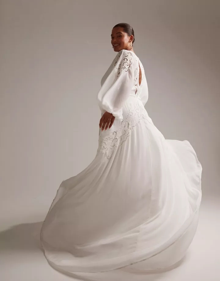 Vestido de novia escotado de manga larga Florence de DESIGN Curve Marfil 7LZSrfvM