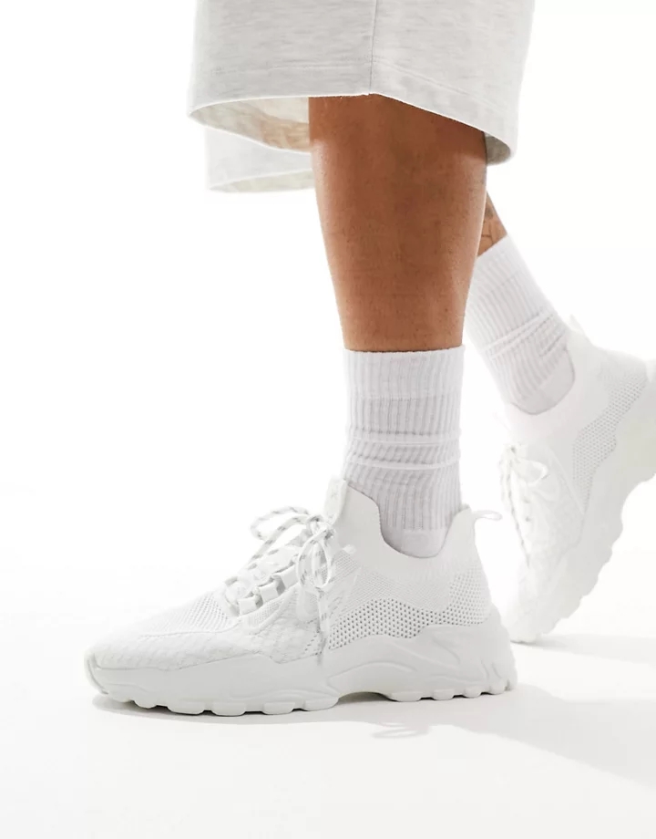 Zapatillas de deporte blancas con suela gruesa de punto de DESIGN Blanco 7R95PUPL