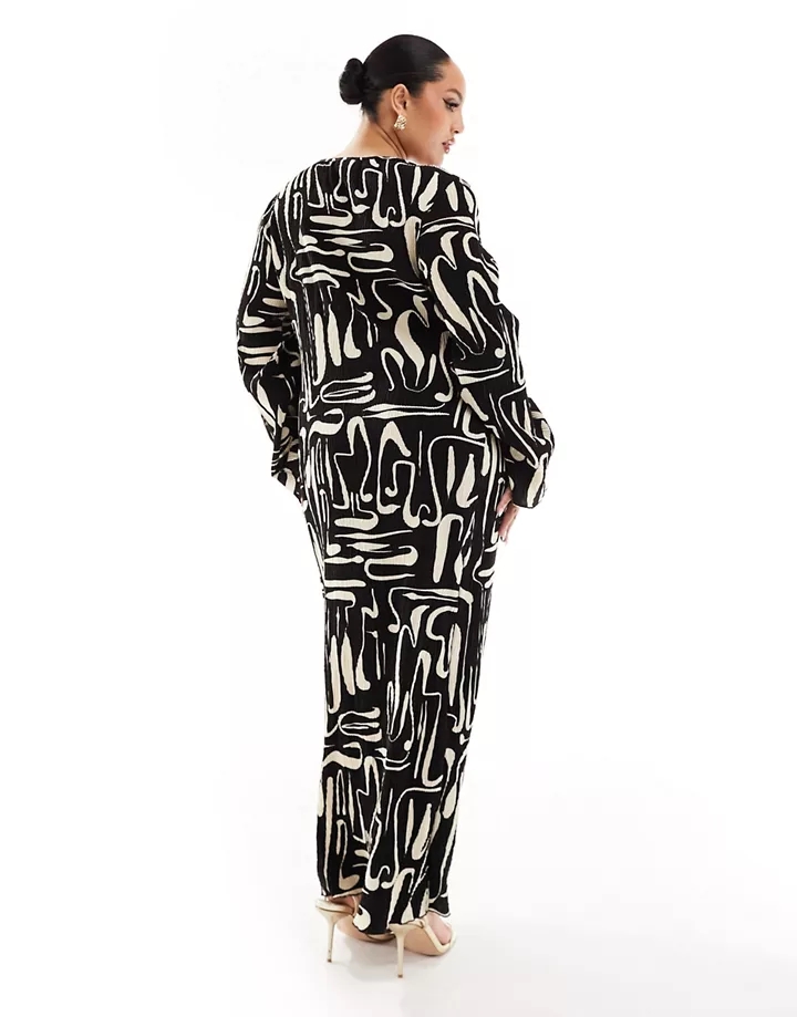 Vestido largo plisado con estampado abstracto de Extro & Vert Plus MULTICOLOR 7Uig67Eu