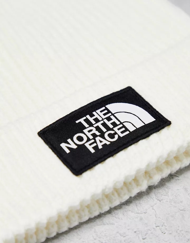 Gorro blanco hueso con pompón y parche del logo de The North Face Blanco 7dhBHyQ6