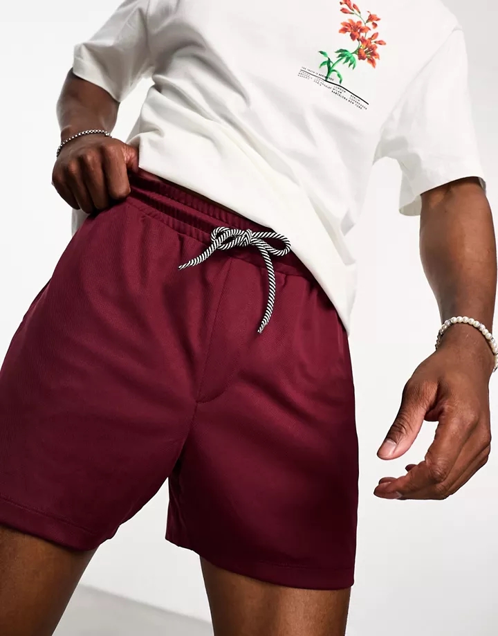 Pantalones cortos burdeos extragrandes de malla deportiva de DESIGN Pardo rojizo 7gOLsXAV