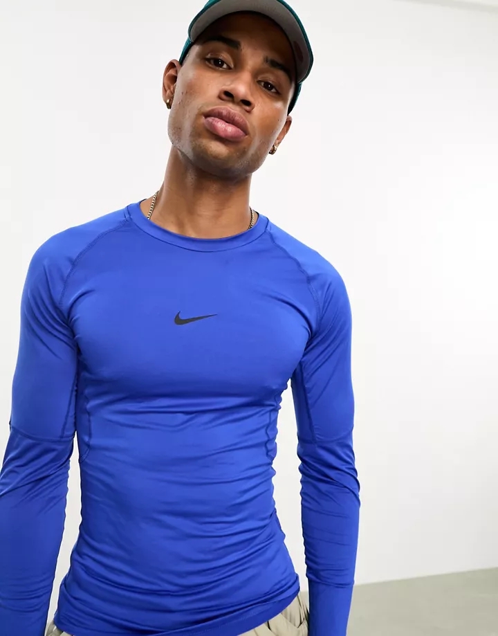 Camiseta azul real ajustada de manga larga Dri-FIT de Nike Pro Training Azul medio 7lKNy7QN