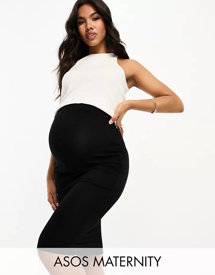 Falda de tubo midi negra de DESIGN Maternity Negro 7vSW54kU