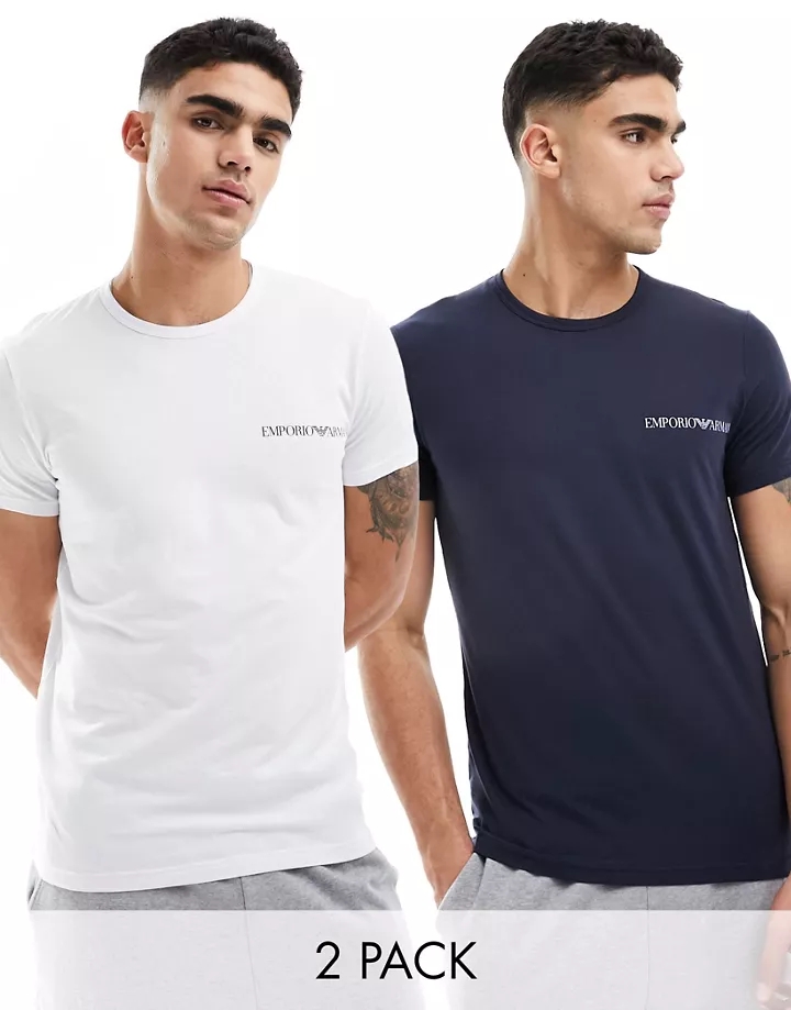 Pack de 2 camisetas de color azul marino y blanco de Em