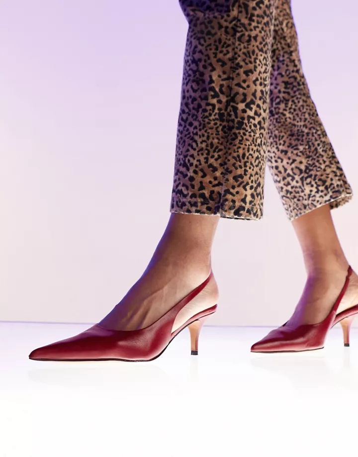 Zapatos rojo oscuro de tacón medio con tira talonera de cuero premium Solo de DESIGN Rojo oscuro 8T6JDFtU