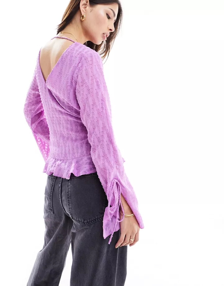 Camisa lila con volantes de Scalpers Lila 8U17NkxO