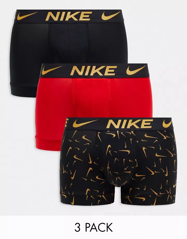 Pack de 3 calzoncillos de color negro, rojo y dorado básicos de microfibra Dri-FIT de Nike MULTICOLOR 8UtyBduF