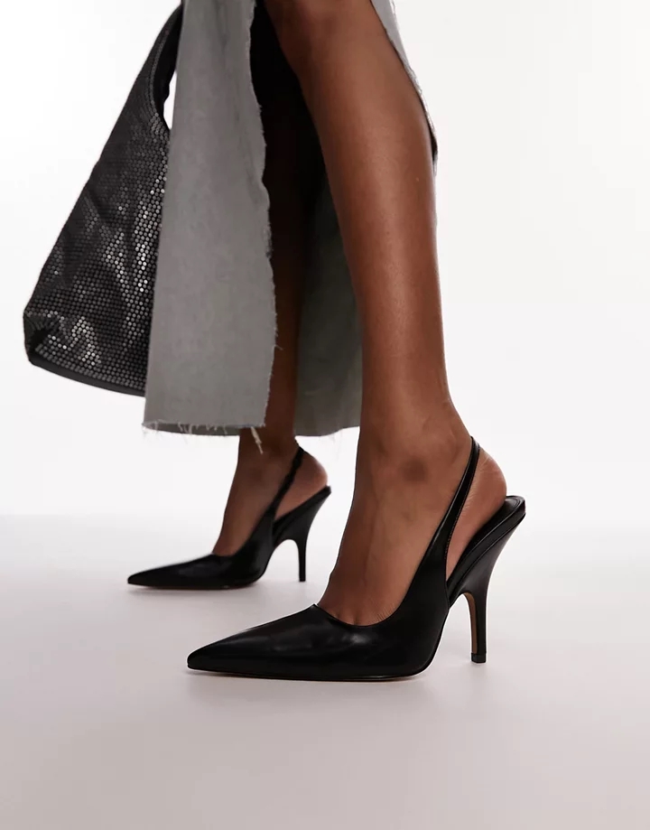 Zapatos de salón negros destalonados de tacón Emma de Topshop Negro 8zp10lSf