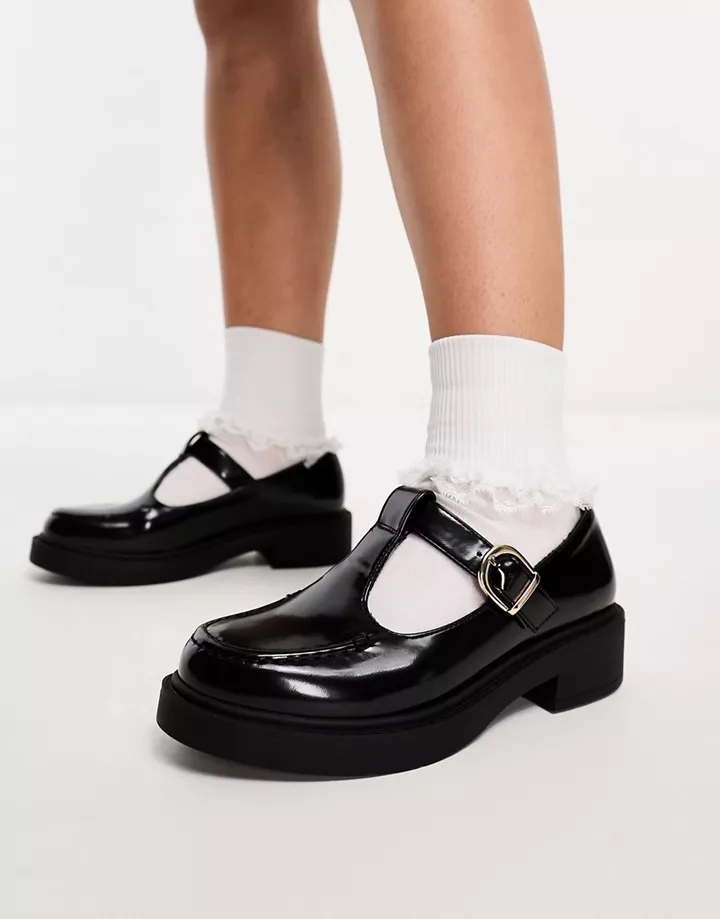 Zapatos planos negros estilo merceditas Margo de DESIGN Wide Fit Negro 8zvLxkn8
