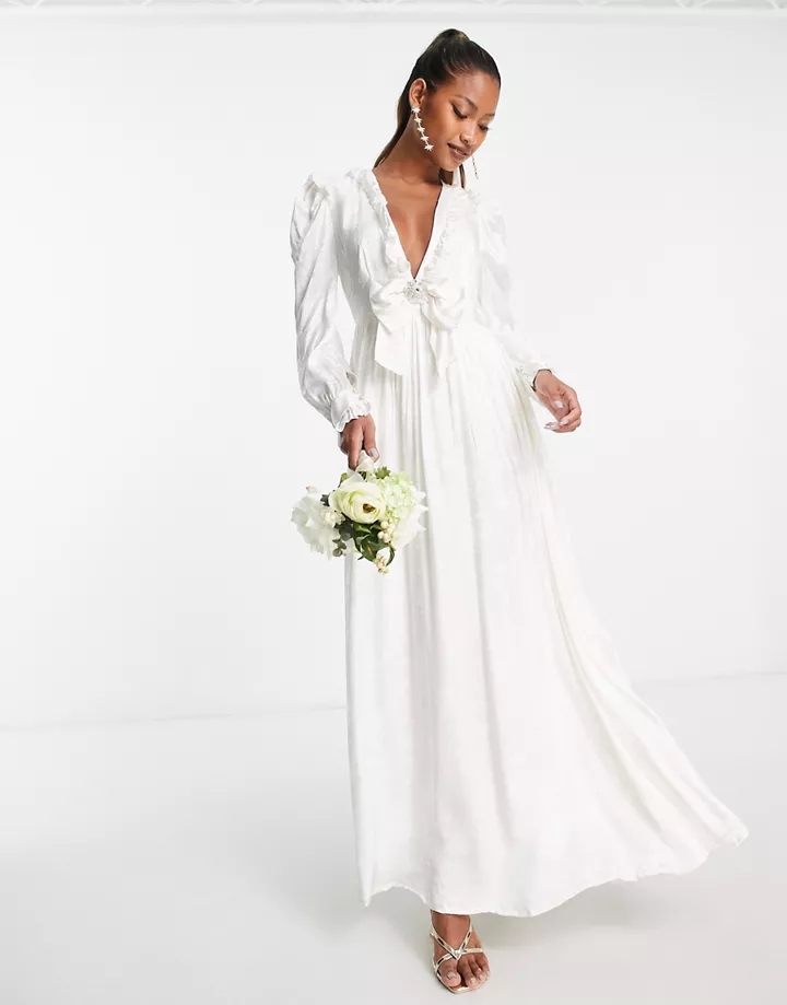 Vestido de novia largo estilo años 80 con estampado jacquard floral Dream de Sister Jane Marfil 95orIW5K