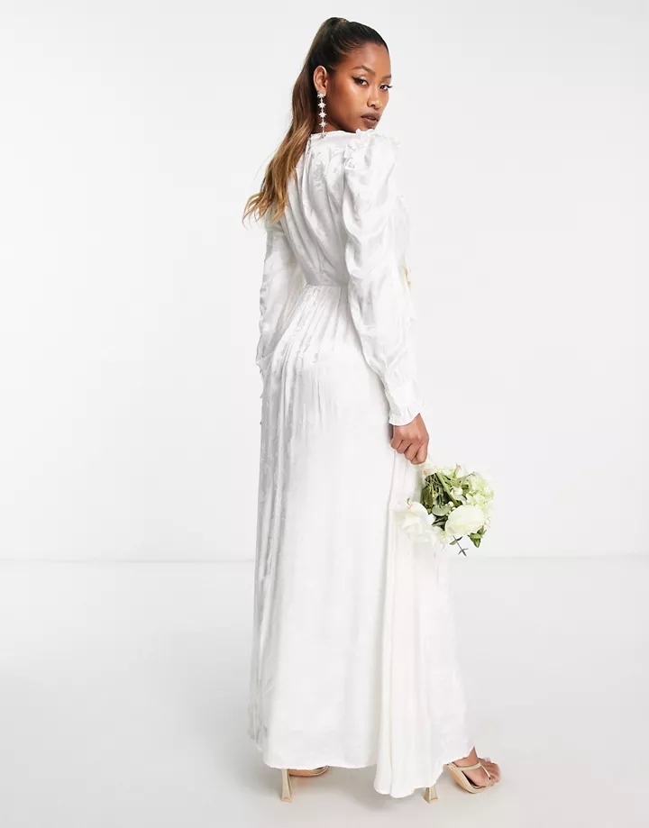 Vestido de novia largo estilo años 80 con estampado jacquard floral Dream de Sister Jane Marfil 95orIW5K