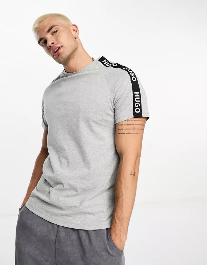 Camiseta gris con logo deportivo de HUGO Bodywear Gris 