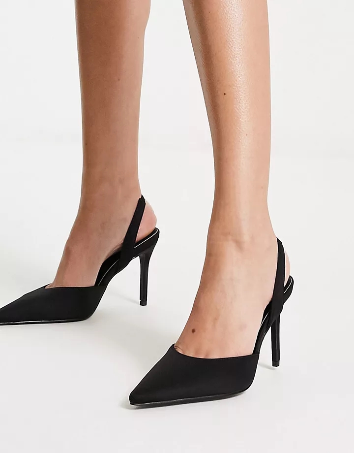 Zapatos negros de tacón con tira talonera de Glamorous 
