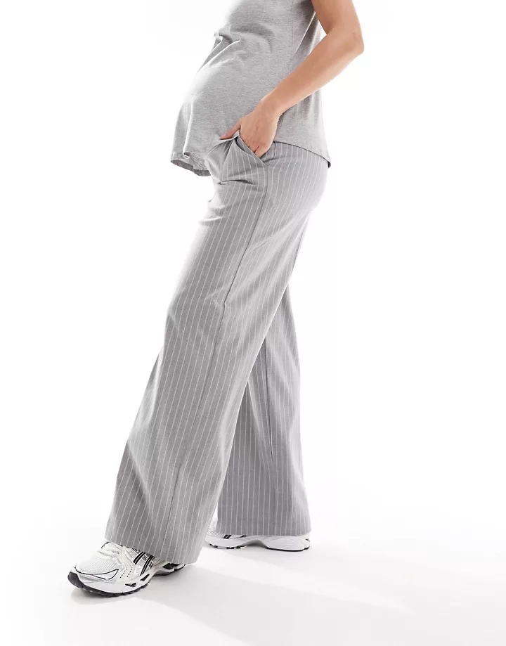 Pantalones de sastre grises sin cierres con raya diplomática de DESIGN Maternity Gris claro con raya diplomática 9O8oRei1
