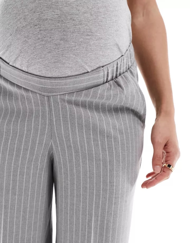 Pantalones de sastre grises sin cierres con raya diplomática de DESIGN Maternity Gris claro con raya diplomática 9O8oRei1
