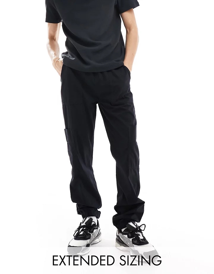 Joggers cargo negros sin cierres con cintura elástica de DESIGN Negro 9U39vXny
