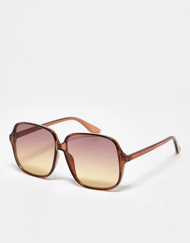 Gafas de sol marrones de cristal con montura fina extragrande de estilo años 70 de DESIGN Marrón 9XjO8aXy