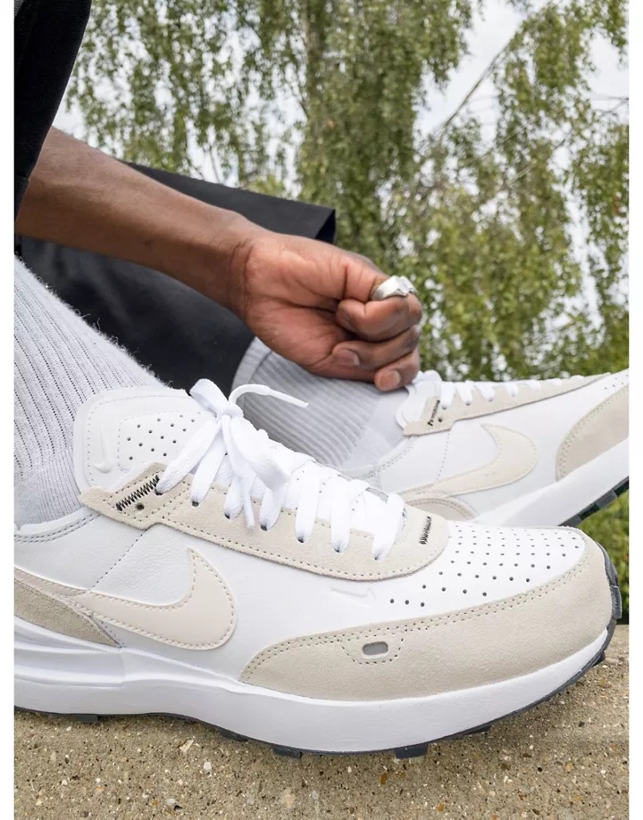 Zapatillas de deporte blancas de cuero Waffle One de Nike Blanco A7oFwCOW