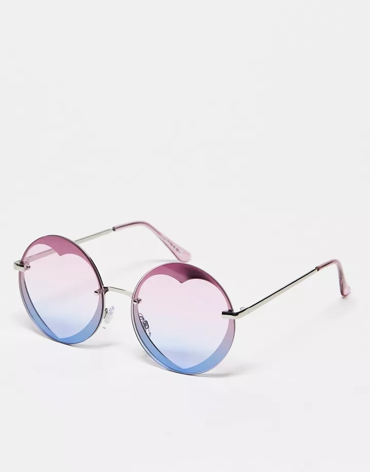 Gafas de sol redondas con lentes con diseño de corazón degradado azul y morado para festivales de Jeepers Peepers Morado AKY7UrL6