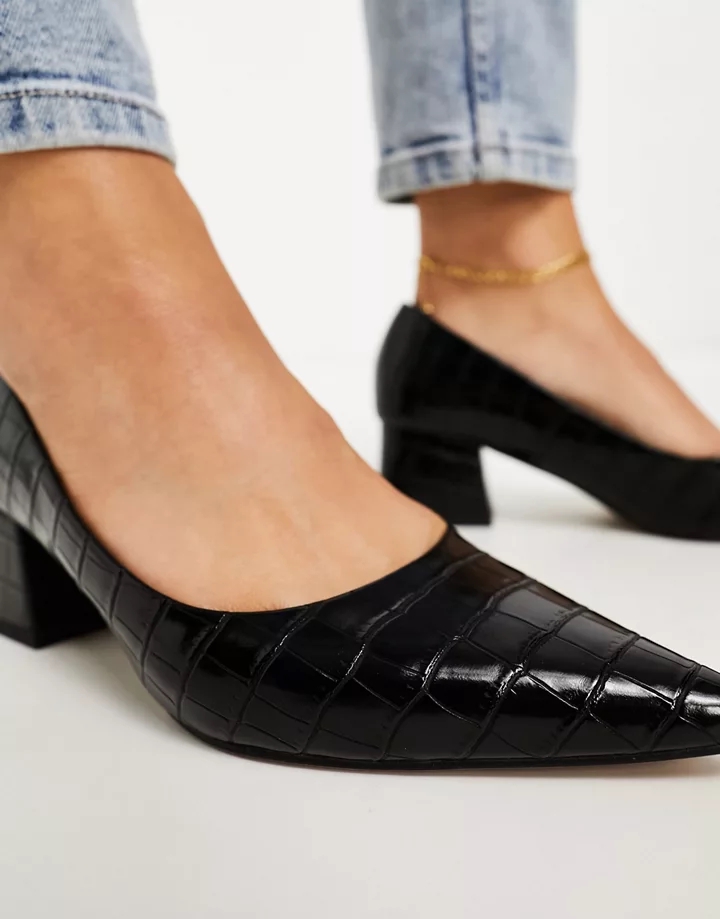 Zapatos negros de tacón medio de bloque Saint de DESIGN Wide Fit Negro cocodrilo ANt3kr0o