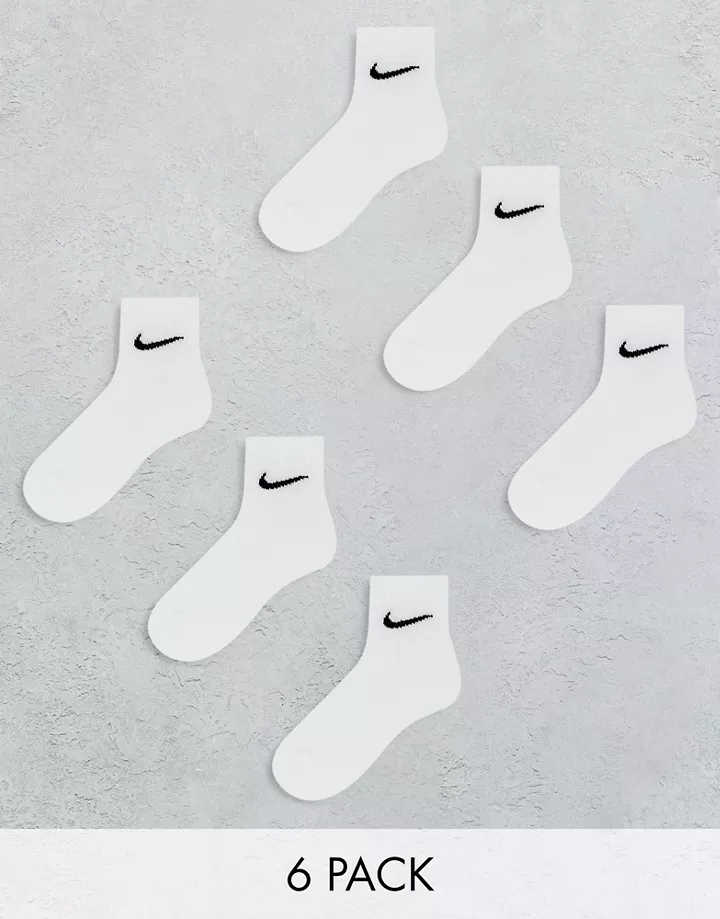 Pack de 6 pares de calcetines tobilleros blancos Everyday Cushioned de Nike Training Blanco AW20Z505