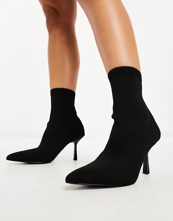 Botas negras estilo calcetín con tacón bajo Rosetta de DESIGN Wide Fit Negro AfMRW9vo