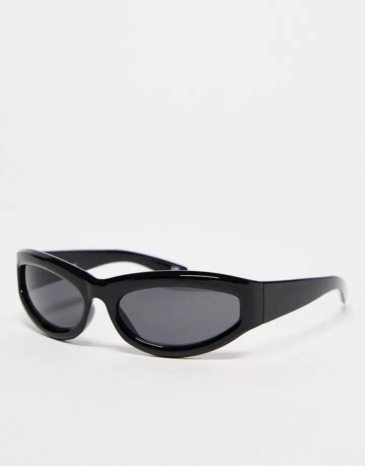 Gafas de sol negras de estilo aviador envolventes con detalle biselado de DESIGN Negro AtDoL3me