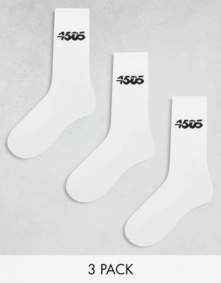 Pack de 3 pares de calcetines deportivos blancos de 4505 Blanco BAFht4xa