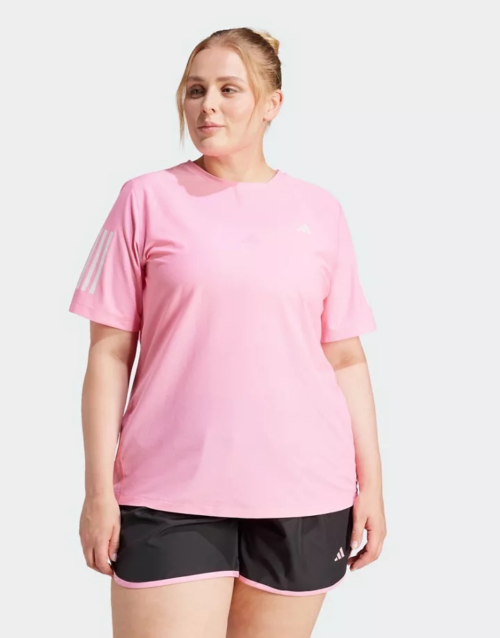 Camiseta rosa Own The Run de adidas Performance Plus Bl