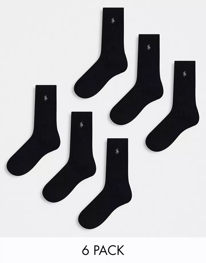 Pack de 6 pares de calcetines deportivos negros con log