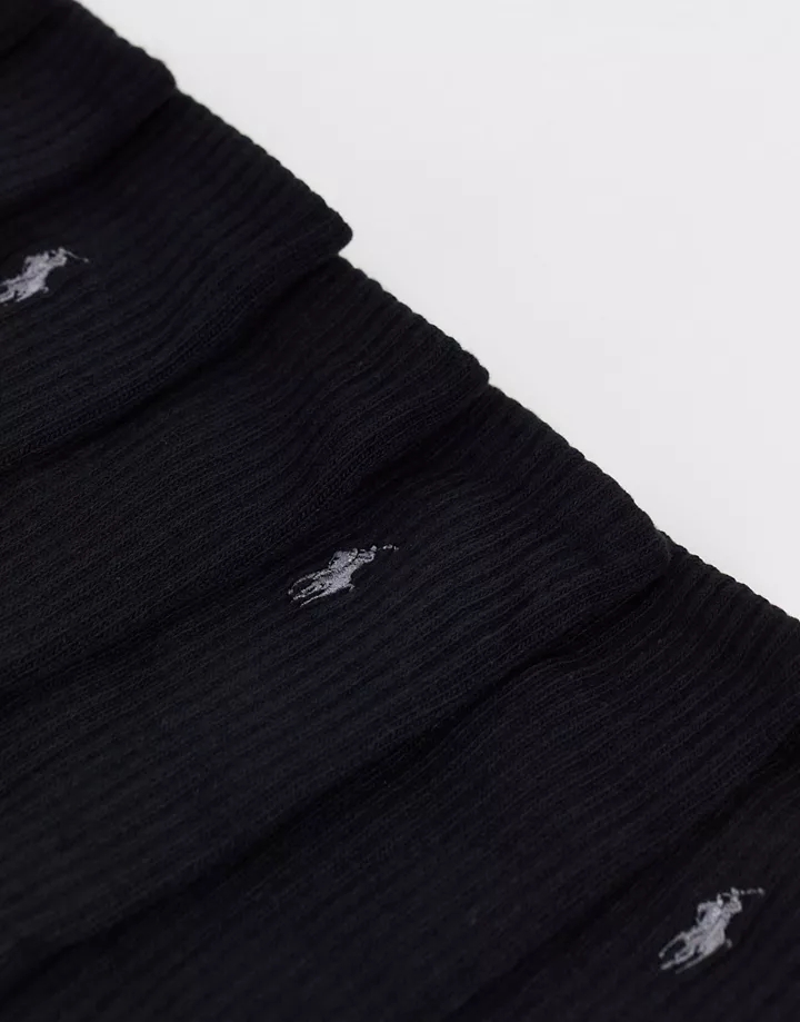 Pack de 6 pares de calcetines deportivos negros con logo de caballo de Polo Ralph Lauren Negro aaK1mBfv