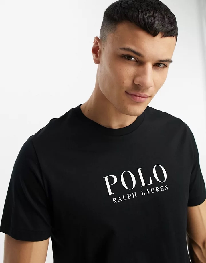Camiseta de estar por casa negra con logo de texto en el pecho de Polo Ralph Lauren Negro polo aktDeqyh