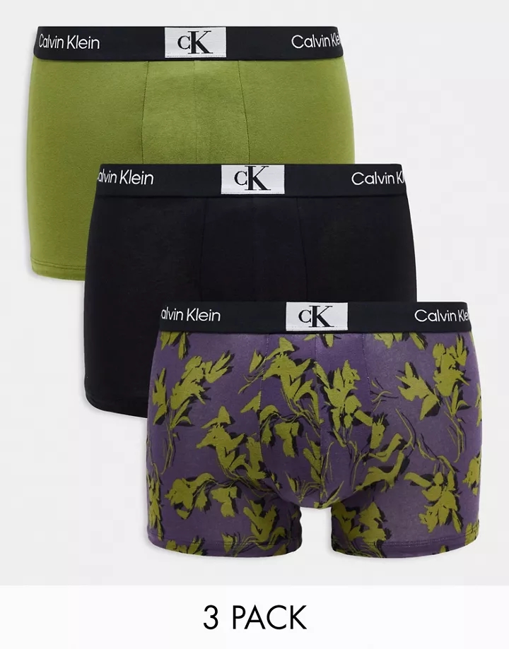 Pack de 3 calzoncillos de color negro, verde y estampado CK 96 de Calvin Klein Multicolor apEVRaCG